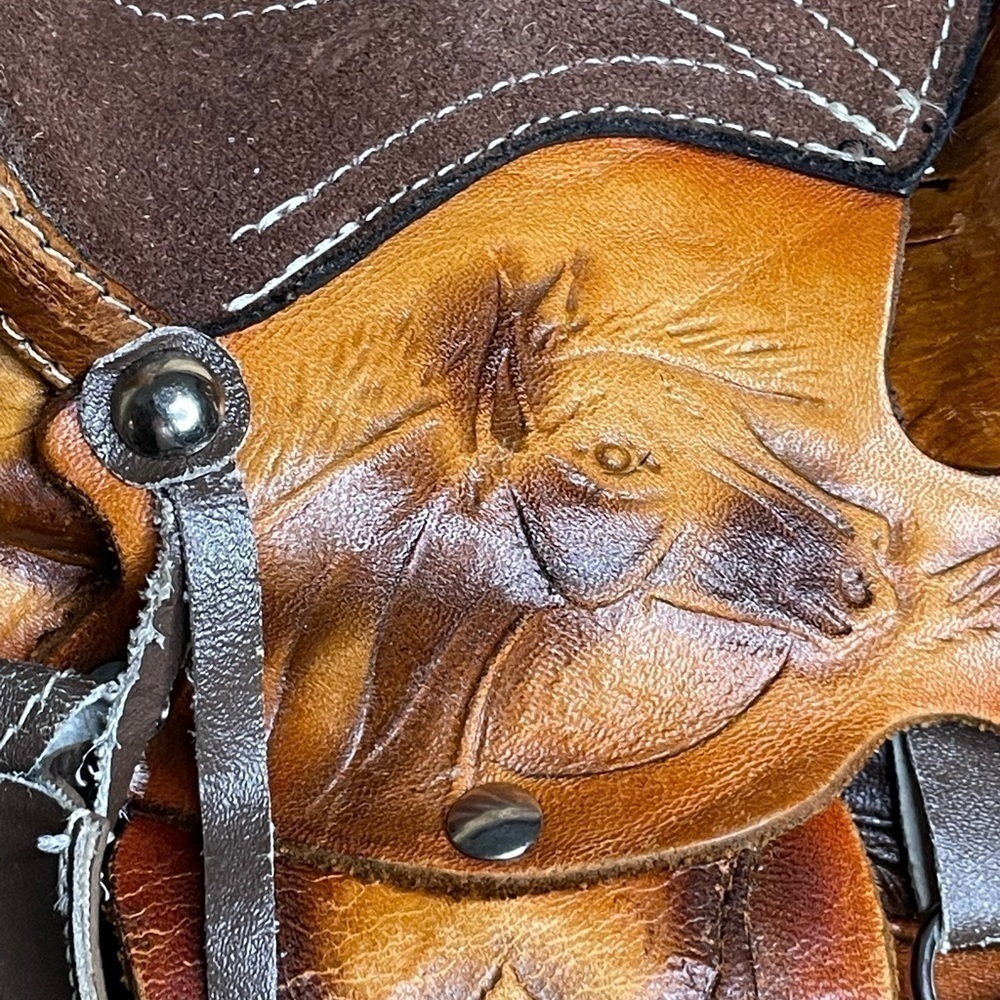 Brown Leather Stamped Novelty Western Cowgirl Cowboy Saddle Purse‌‌‌‌‌‌‌‌‌‌‌‌‌ - Picture 12 of 13